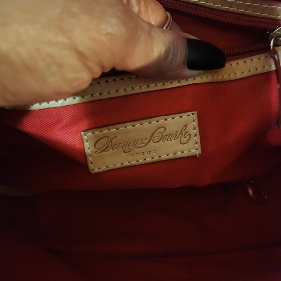 Dooney & Bourke Red and Tan Satchel with Scarf GUC - Picture 4 of 15